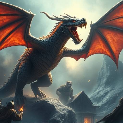 A heated battle against a massive dragon in 'Echoes of the Ancients,' showcasing the game's dynamic combat system.