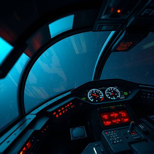 Screenshot showcasing a detailed view of the ship's cockpit during flight.